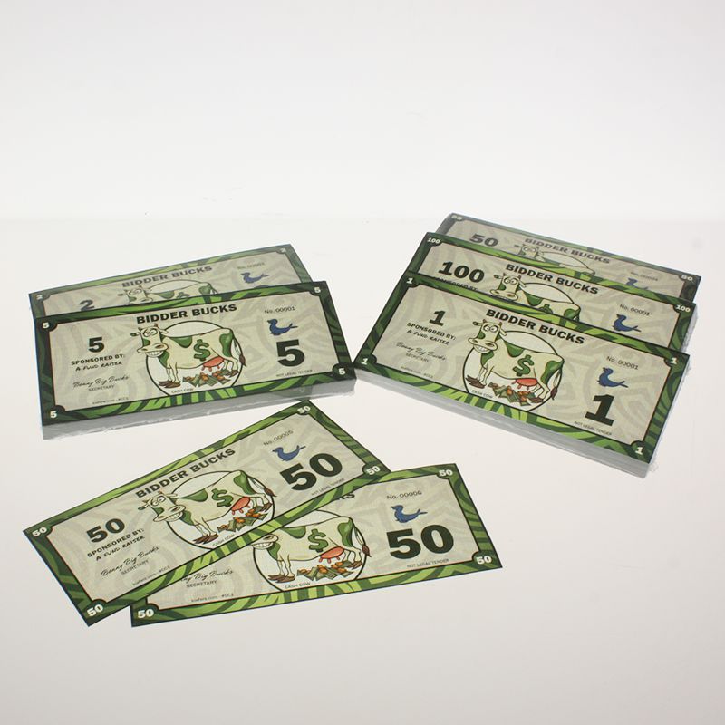 Cash Cow Bidder Bucks (7 Denominations) 100 bills/Pack