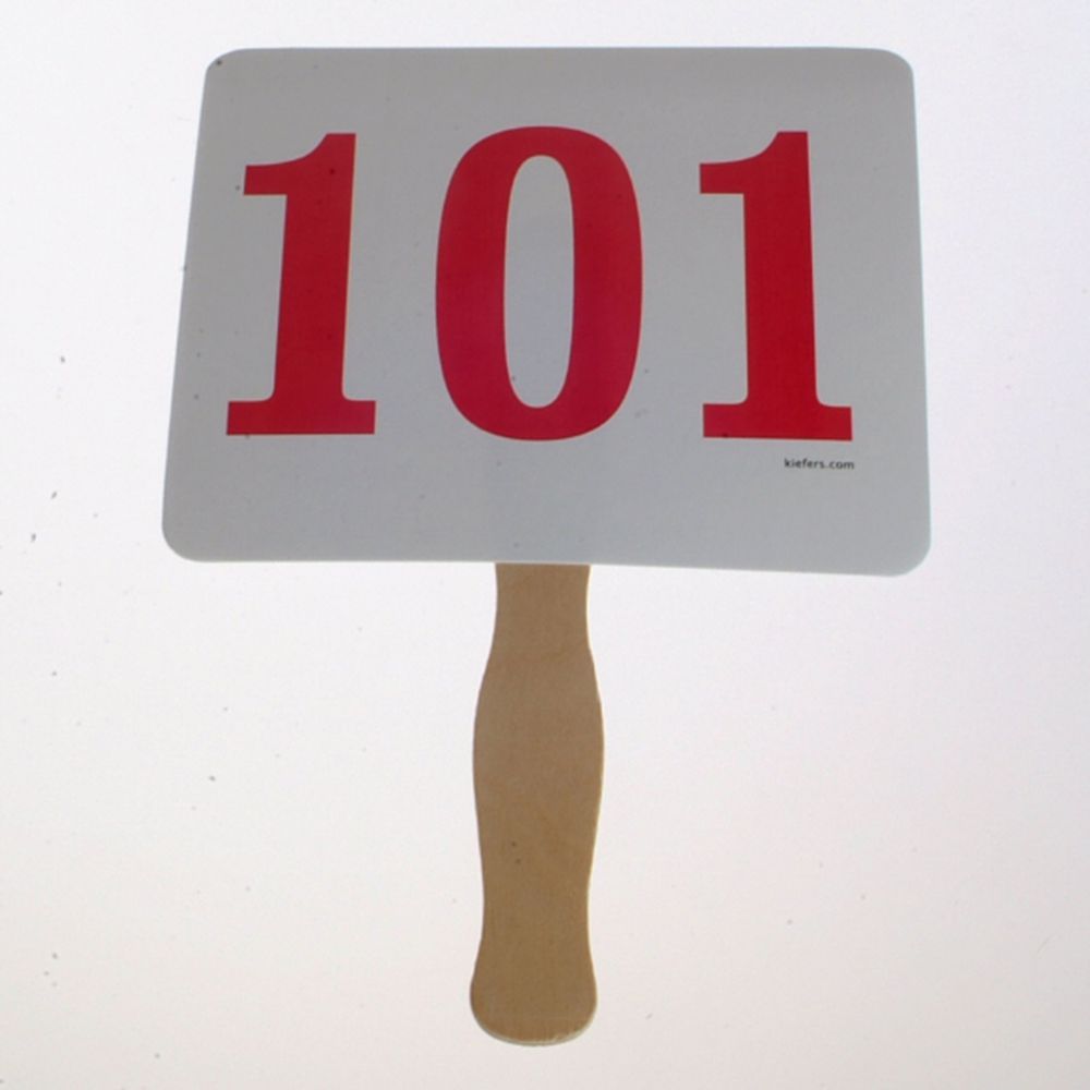Colored Number Bid Paddles - Stock (100/Pack)