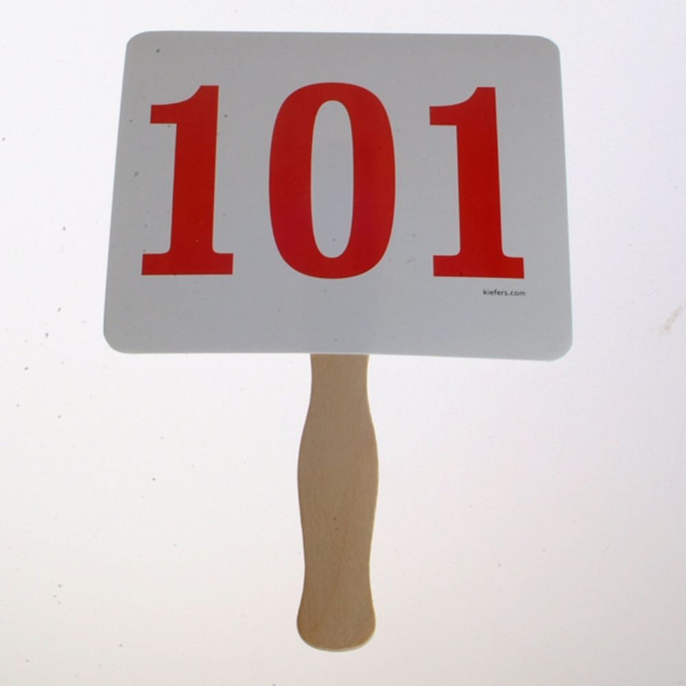 Colored Number Bid Paddles - Stock (100/Pack)