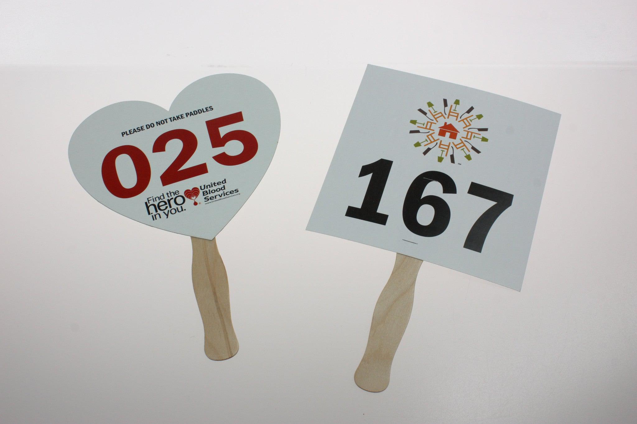 Custom Shape Bid Paddle, Full Color, Numbered (100)