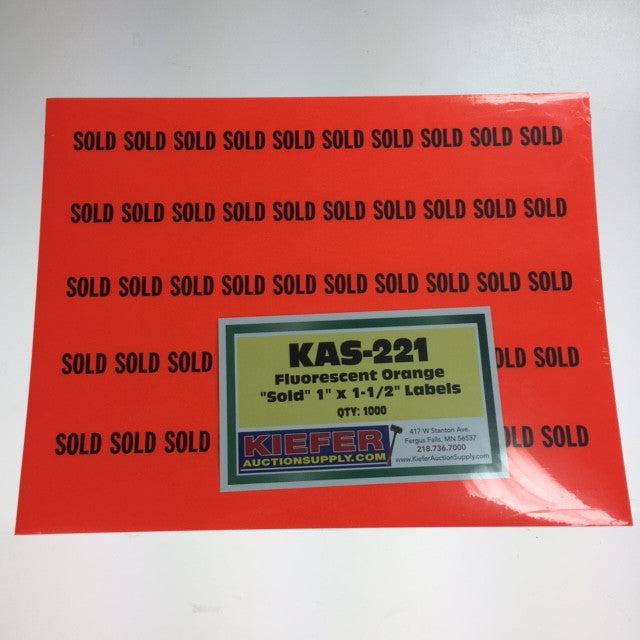 Fluorescent Orange "Sold" 1" x 1-1/2" Labels (1000/pack)