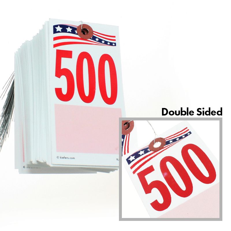 Patriotic RWB Jack Tag, #5, Wired (500/Box) 1 or 2-Sided