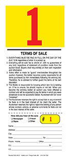 Pre-Numbered Stock Bid Cards w/ Registration Stub (500/pack) Red# w/ Yellow Square/Black Ink