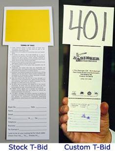T-Bid Custom Bid Card (1000) w/ Yellow Square