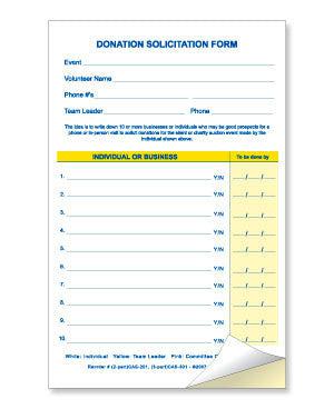 Donation Solicitation Form, 1 or 2 Part (25/pack)