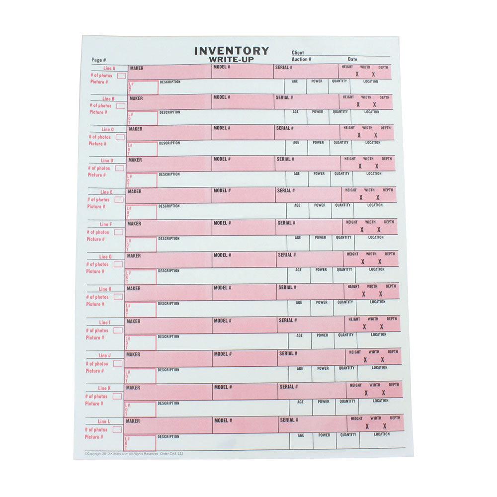 Inventory Write-Up Form, 1 or 2 Part (100/Pack)