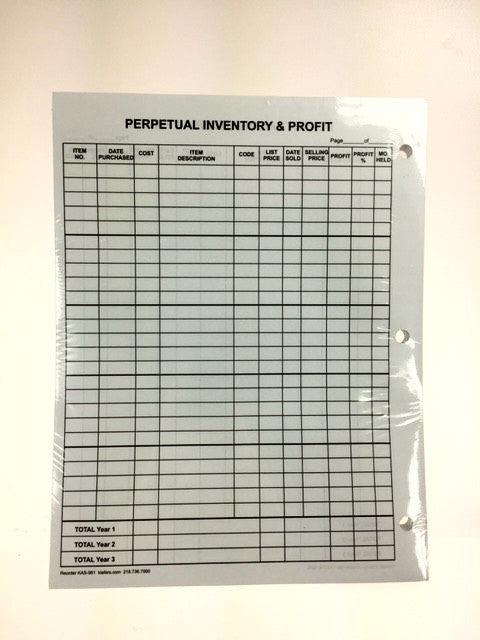 Perpetual Inventory & Profit Sheets (100/pack)