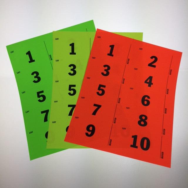 Pre-Numbered 2 x 4 Label (500/pack) Choice of 3 colors
