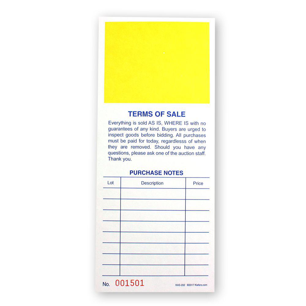 Purchase Notes Bid Cards (500/pack) Yellow Square