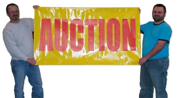 Red on Yellow “Auction” Banners (3 foot by Several options)