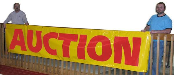 Red on Yellow “Auction” Banners (3 foot by Several options)