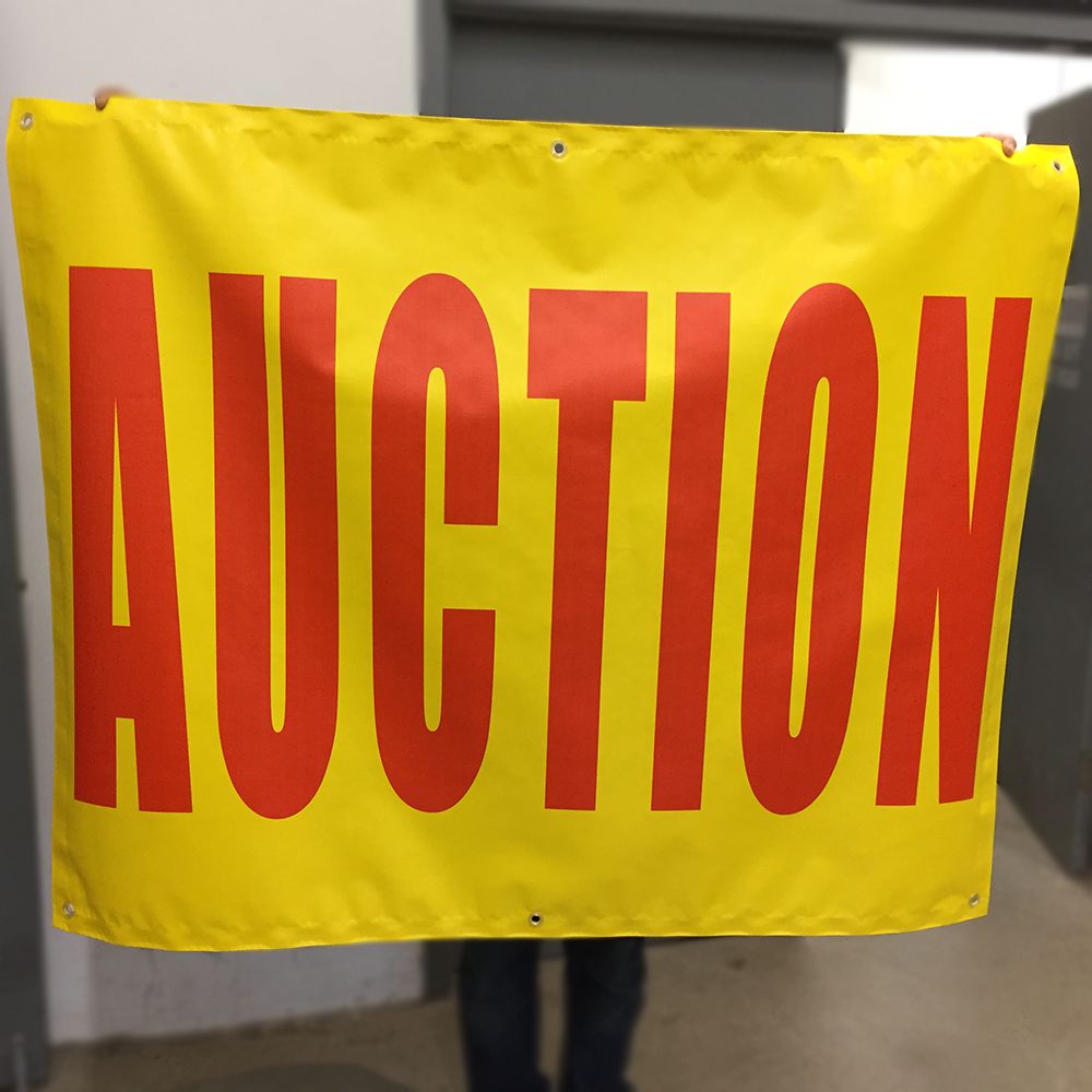 Red on Yellow “Auction” Banners (4 foot by Several options)