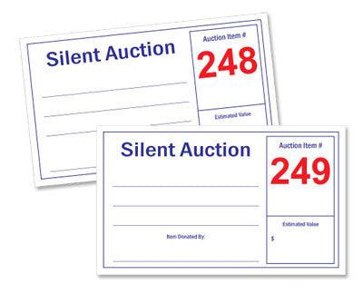 Silent Auction Numbered Display Cards (250/pack)