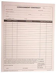 Standard Consignment Form (50/pad)