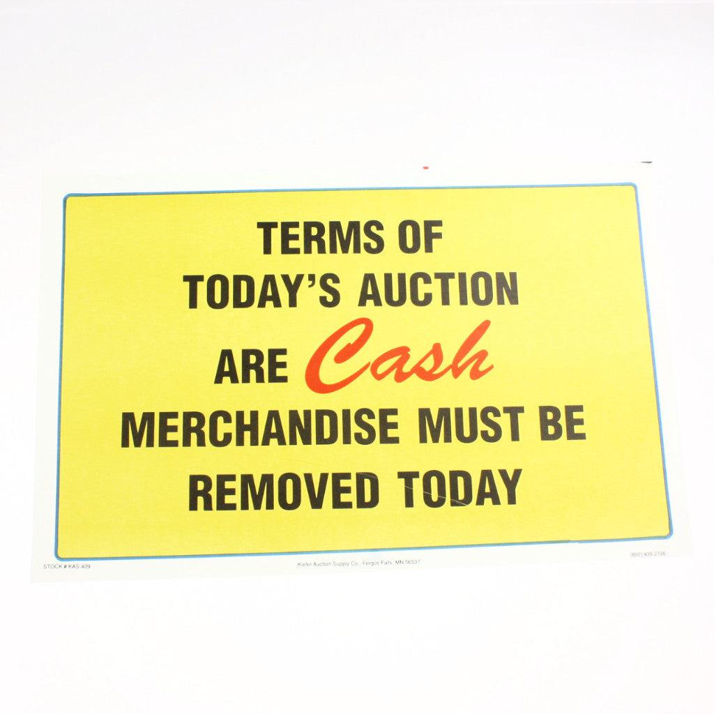 Terms Are Cash 11 x 17 Laminated Sign
