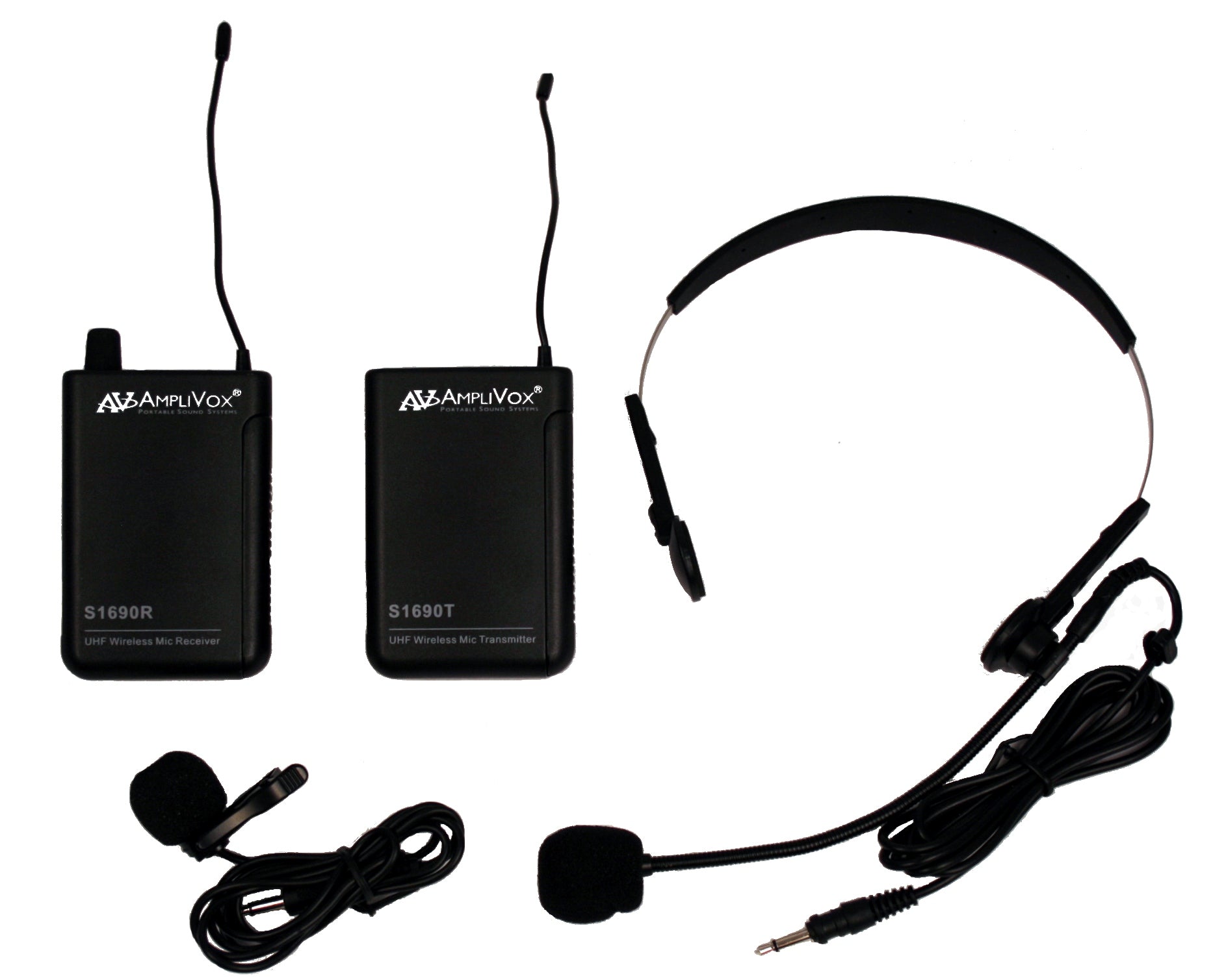 Wireless 16 Channel UHF Lapel & Headset Mic Kit by Amplivox
